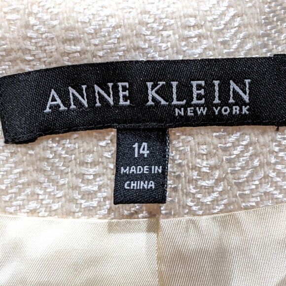 Anne Klein Women's Ivory Viscose & Wool Blend Textured Jacket Size 14 - Picture 11 of 12